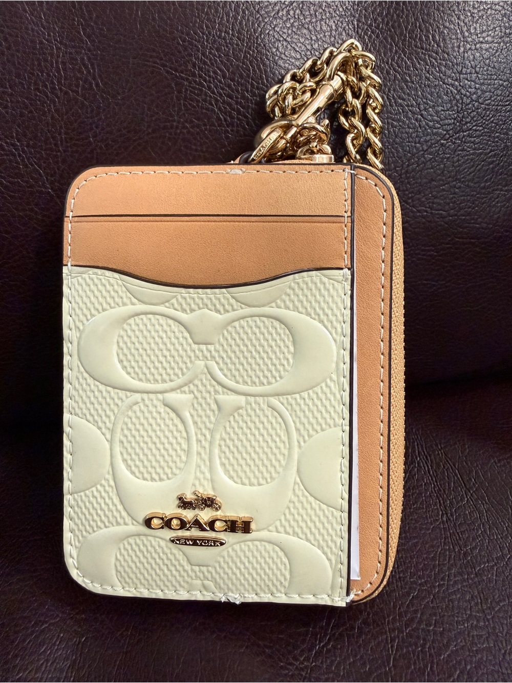 COACH  
Zip Card Case In Signature Leather With Charm